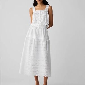 Gap x DÔEN White Eyelet Midi Skirt, size M